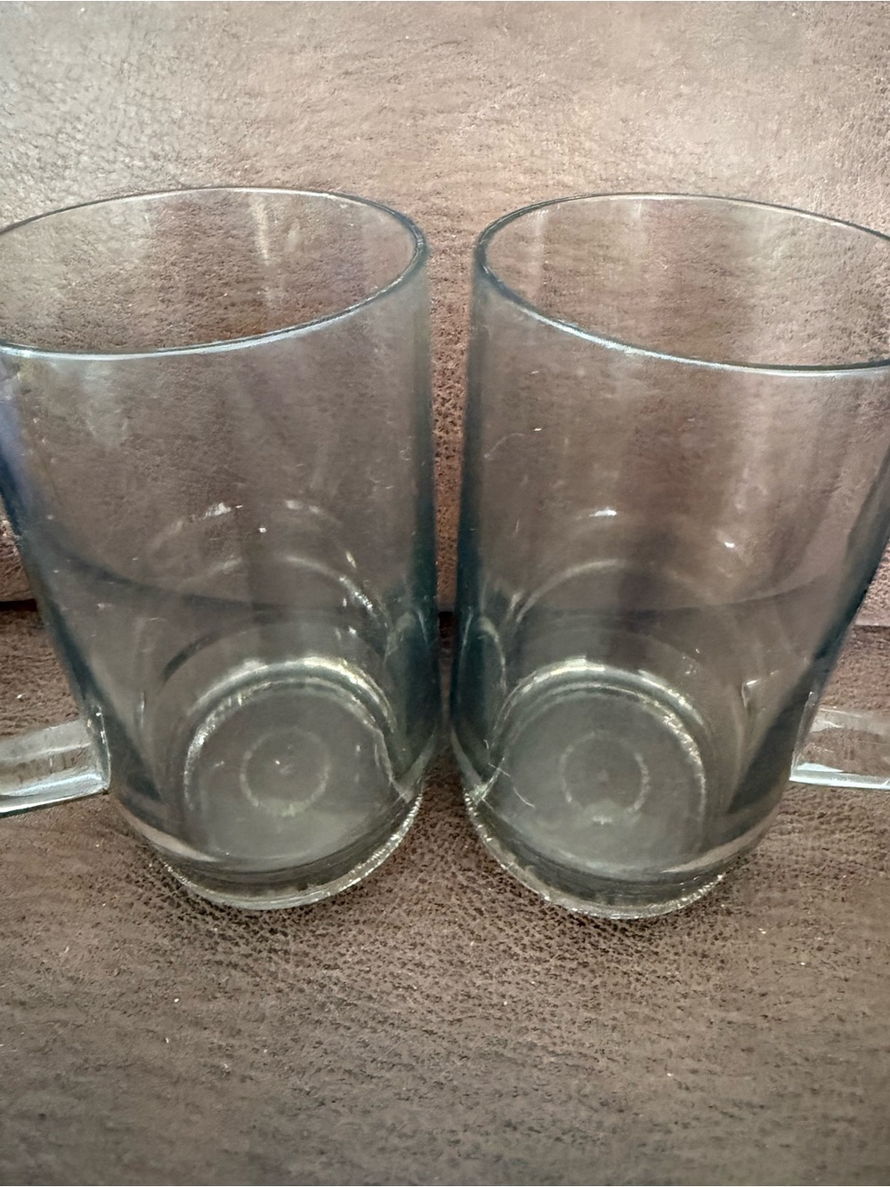 2 Tupperware Preludio Smoked Gray Stackable Acrylic Handle Mug Set 16 oz 1670